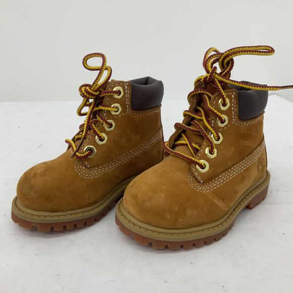 Timberland Toddler Boys Combat Boots Brown Nubuck Size 4 Preowned - Picture 2 of 6